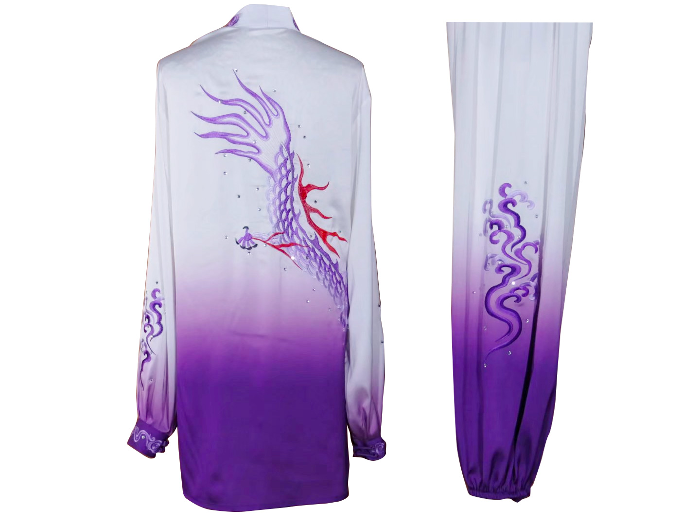 UC2022-54 White & Purple Gradient Dragon Embroidery Wushu Uniform