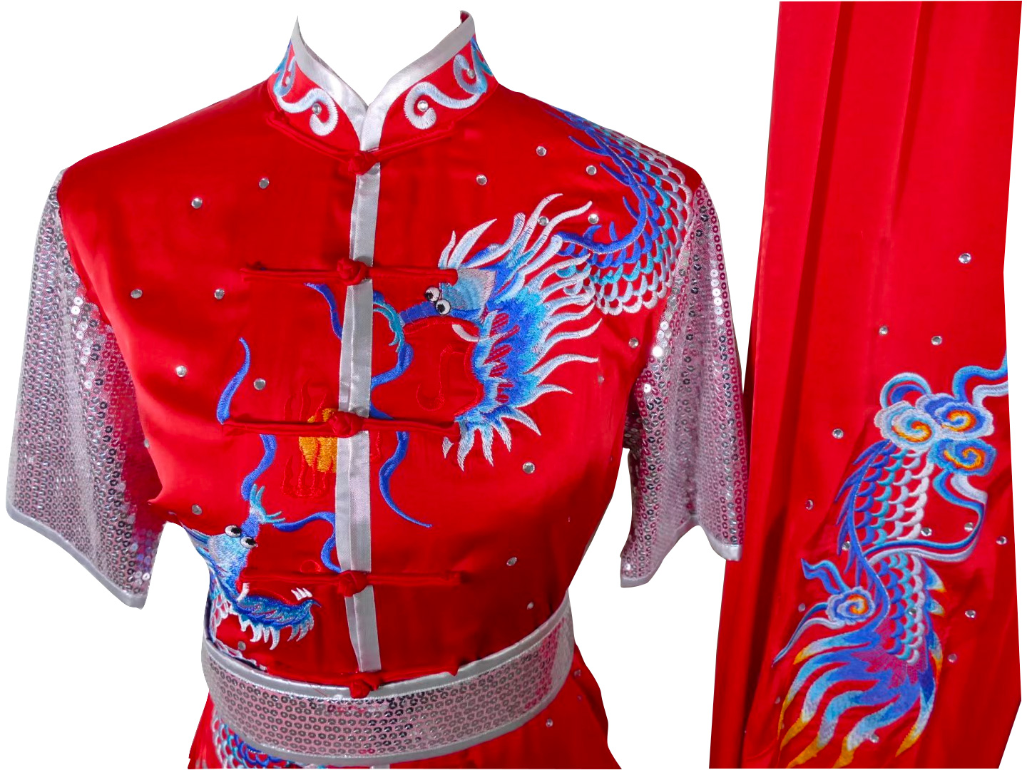 UC2022-61 Red & Gold Dragon Embroidery Wushu Uniform