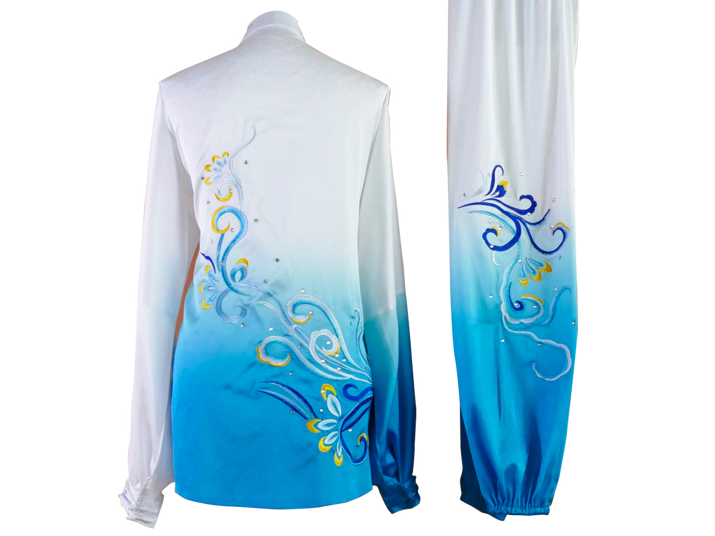 UC2022-70 White & Blue Flowing Cloud Wushu Uniform