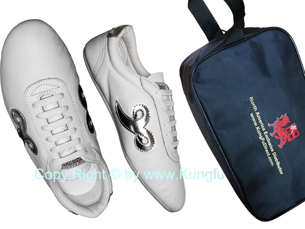 White Leather Wushu Shoes with Cloud Design – FT026